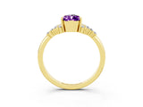 Yellow gold Pear Cut Amethyst Ring with Side Stones and Four-Prong Setting_39