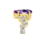 Yellow gold Pear Cut Amethyst Scattered Round Accent Ring with Prong Setting_17