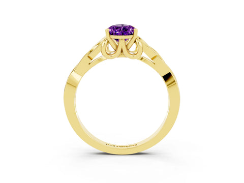 Yellow gold Pear Cut Amethyst Solitaire Celtic Knot Ring with Four-Prong Setting_15