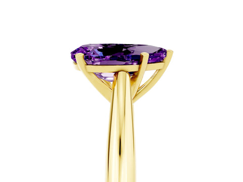 Yellow gold Pear Cut Amethyst Solitaire Engagement Ring with Cathedral Setting and Four-Prong Mount_17