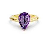 Yellow gold Pear Cut Amethyst Solitaire Engagement Ring with Cathedral Setting and Four-Prong Mount_18