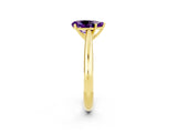 Yellow gold Pear Cut Amethyst Solitaire Engagement Ring with Cathedral Setting and Four-Prong Mount_20