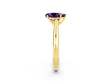 Yellow gold Pear Cut Amethyst Solitaire Engagement Ring with Cathedral Setting and Four-Prong Mount_26
