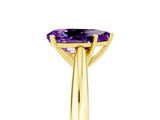 Yellow gold Pear Cut Amethyst Solitaire Engagement Ring with Cathedral Setting and Four-Prong Mount_29