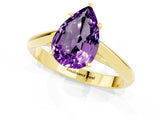 Yellow gold Pear Cut Amethyst Solitaire Engagement Ring with Cathedral Setting and Four-Prong Mount_79