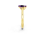 Yellow gold Pear Cut Amethyst Solitaire Engagement Ring with Cathedral Setting and Four-Prong Mount_80