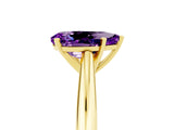 Yellow gold Pear Cut Amethyst Solitaire Engagement Ring with Cathedral Setting and Four-Prong Mount_83