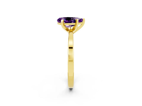 Yellow gold Pear Cut Amethyst Solitaire Engagement Ring with Classic Band and Four-Prong Setting_26