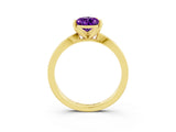 Yellow gold Pear Cut Amethyst Solitaire Engagement Ring with Classic Band and Four-Prong Setting_27