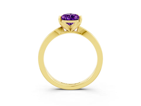 Yellow gold Pear Cut Amethyst Solitaire Engagement Ring with Classic Band and Four-Prong Setting_27