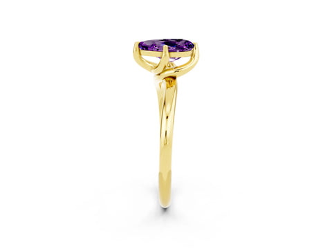 Yellow gold Pear Cut Amethyst Solitaire Engagement Ring with Four-Prong Setting and Classic Band_14