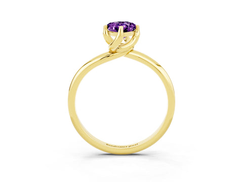 Yellow gold Pear Cut Amethyst Solitaire Engagement Ring with Four-Prong Setting and Classic Band_15