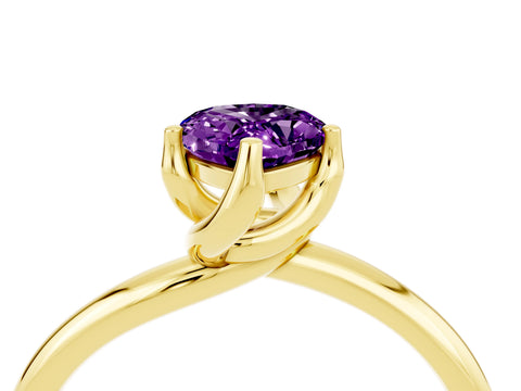Yellow gold Pear Cut Amethyst Solitaire Engagement Ring with Four-Prong Setting and Classic Band_16