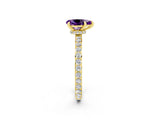 Yellow gold Pear Cut Amethyst Solitaire Engagement Ring with Pavé Band and Four-Prong Setting_2