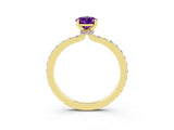 Yellow gold Pear Cut Amethyst Solitaire Engagement Ring with Pavé Band and Four-Prong Setting_3