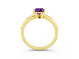 Yellow gold Pear Cut Amethyst Solitaire Engagement Ring with Round Band and Four-Prong Setting_3