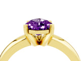 Yellow gold Pear Cut Amethyst Solitaire Engagement Ring with Round Band and Four-Prong Setting_4