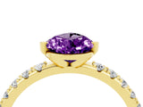 Yellow gold Pear Cut Amethyst Solitaire Pavé Band with Four-Prong Setting_4