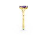 Yellow gold Pear Cut Amethyst Solitaire Ring with Flower Prong Setting and Classic Band_38