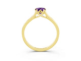 Yellow gold Pear Cut Amethyst Solitaire Ring with Flower Prong Setting and Classic Band_39