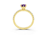 Yellow gold Pear Cut Amethyst Solitaire Ring with Pavé Accents and Four-Prong Setting_3