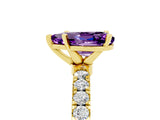Yellow gold Pear Cut Amethyst Solitaire Ring with Pavé Accents and Four-Prong Setting_5