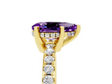 Yellow gold Pear Cut Amethyst Solitaire Ring with Pavé Band and Four-Prong Setting_29