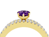 Yellow gold Pear Cut Amethyst Solitaire Ring with Pavé and Channel Set Band_4