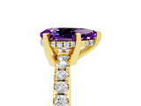 Yellow gold Pear Cut Amethyst Solitaire Ring with Round  Pavé Band and Four-Prong Setting_41