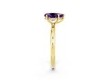 Yellow gold Pear Cut Amethyst Solitaire Ring with Thin Band and Four-Prong Setting_14