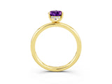 Yellow gold Pear Cut Amethyst Solitaire Ring with Thin Band and Four-Prong Setting_15