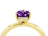 Yellow gold Pear Cut Amethyst Solitaire Ring with Thin Band and Four-Prong Setting_16