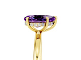 Yellow gold Pear Cut Amethyst Solitaire Ring with Thin Band and Four-Prong Setting_17