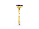 Yellow gold Pear Cut Amethyst Solitaire Ring with Thin Band and Prong Setting_14