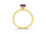 Yellow gold Pear Cut Amethyst Solitaire Ring with Thin Band and Prong Setting_15