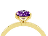 Yellow gold Pear Cut Amethyst Solitaire Ring with Thin Band and Prong Setting_16