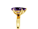 Yellow gold Pear Cut Amethyst Solitaire Ring with Thin Band and Prong Setting_17