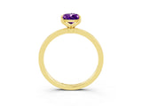 Yellow gold Pear Cut Amethyst Solitaire Ring with Thin Band and Prong Setting_27