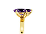 Yellow gold Pear Cut Amethyst Solitaire Ring with Thin Band and Prong Setting_29
