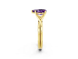 Yellow gold Pear Cut Amethyst Solitaire Twist Band Prong Setting Ring_38