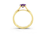 Yellow gold Pear Cut Amethyst Solitaire Twist Band Prong Setting Ring_39