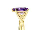 Yellow gold Pear Cut Amethyst Solitaire Twist Band Prong Setting Ring_41