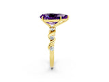 Yellow gold Pear Cut Amethyst Solitaire Twisted Band with Round  Accents and Prong Setting_14