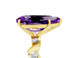 Yellow gold Pear Cut Amethyst Solitaire Twisted Band with Round  Accents and Prong Setting_17