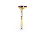 Yellow gold Pear Cut Amethyst Solitaire with Side Baguettes and Channel Set Band_2