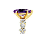Yellow gold Pear Cut Amethyst Solitaire with Side Stones, Pave Band, Four-Prong Setting_41