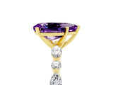 Yellow gold Pear Cut Amethyst Solitaire with Side Stones on a Pavé Band and Four-Prong Setting_5
