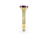 Yellow gold Pear Cut Amethyst Split Shank Engagement Ring with Pavé Band_2