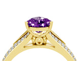 Yellow gold Pear Cut Amethyst Split Shank Engagement Ring with Pavé Band_4