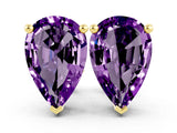 10K Yellow Gold 1.26 Carat Pear Amethyst Stud Earrings